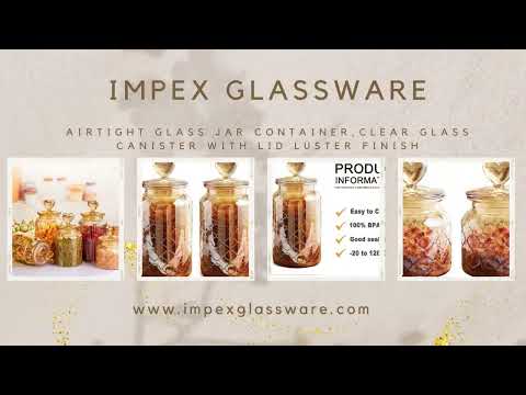 Capacity: 1000 ml decorative glass jar with lid in grid fini...