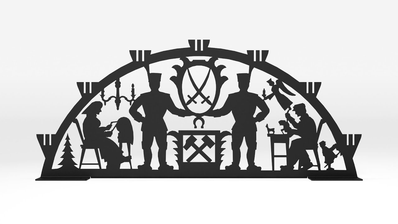 Schwibbogen aus Metall | DSB1210 Bergmann-Motiv | Schwarz | 60 cm breit | für den Innenbereich Video