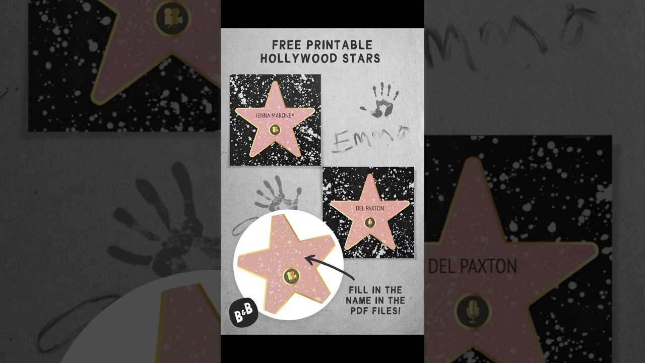 Easy Customizable Free Printable Hollywood Stars! ⭐️