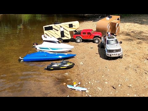 Rc KAYAK, RC CAMPER TRAILER,CEN-FORD RACING F-450 DUALLY,JET SKI BRUSHLESS ADVENTURE.