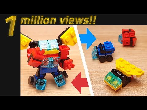 [LEGO Mini Robot Tutorial] Combiner Transformer Mech (similar with Megazord)/ミニレゴ合体変身ロボ/미니 레고 합체로봇