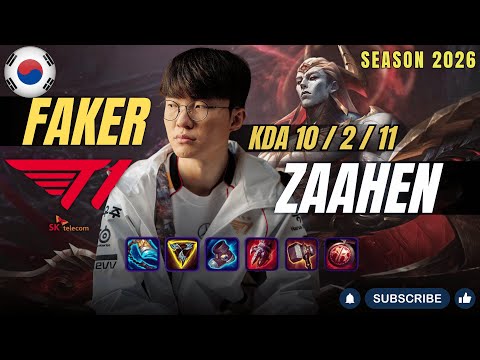 T1 Faker ZAAHEN vs CHO'GATH Top - Patch 26.1 KR Ranked | lolrec