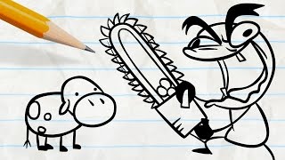 Pencilmate Needs Food! -in- "Steak Mistake" Pencilmation Cartoons ~ Animation for Kids