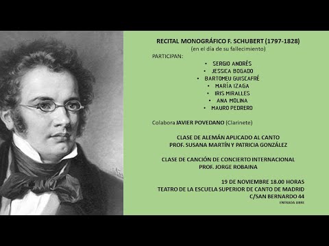 MONOGRÁFICO SCHUBERT RECITAL DE CANCIÓN DE CONCIERTO INTERNACIONAL PROF. JORGE ROBAINA