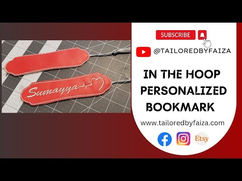 How to embroider In The Hoop Personalized Leatherette Bookmark|Bismillah Bookmark @TheFaizaEditz