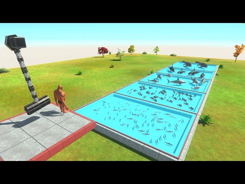 Kicked into Shark, Orca and Mosasaurus Pool - Animal Revolt Battle Simulator