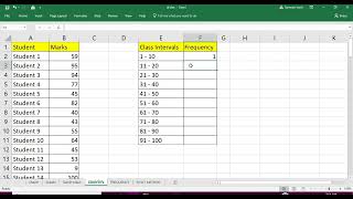 Excel: Class Intervals using CountIFs function