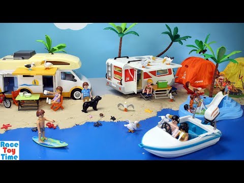 Playmobil Summer Fun Camper Playset - Camping at the Beach with Sea Animals Fun Toys For Kids