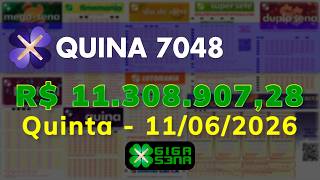 Resultado da Quina 7048, Quinta-feira, 11/06/2026