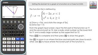Setting the domain for a graph of a function on a Casio fx-CG50 Calculator