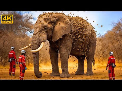 Unbelievable Wildlife Rescue Elephant Surrounded by Thousands of Bees |Real Animal Rescue Mission 4K