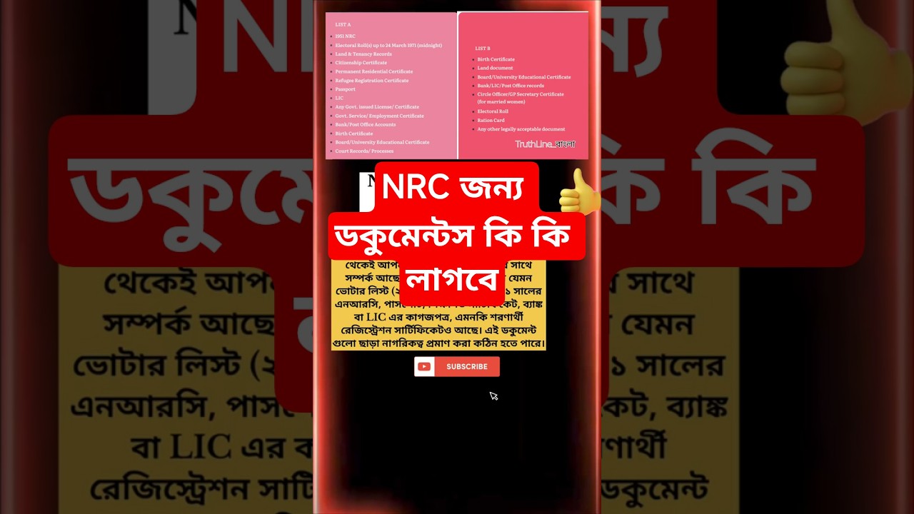 NRC জন্য ডকুমেন্টস #nrc #ListA, #NRC #listB #shorts
