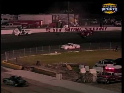 New Smyrna Speedway Fascar Pro Trucks Crash into the Wall