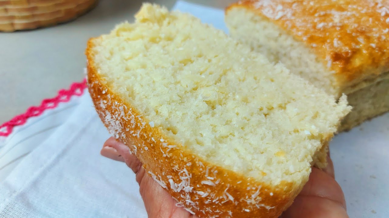 PÃO DE COCO❤ SEM SOVAR/ SEM OVO/ SEM LACTOSE /pão caseiro simples e gostoso para o café