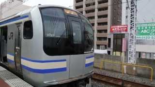 市川駅退避の様子　Ｅ217系を抜くＥ259系