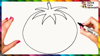 How To Draw A Tomato Step By Step 🍅 Tomato Drawing Easy