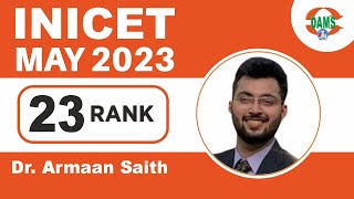 Download Lagu Rank 23 INICET MAY 2023 | Dr. Armaan Saith | DAMS Proud Student Thumbnail