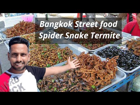 Bangkok | Street Food Market | Eating Spider 🕷️ | कॉकरोच | 🦎 छिपकलियां | 🐛 दीमक | (vlog-21) Video