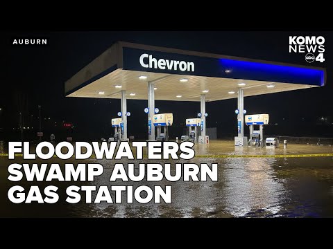 Floodwaters swamp Auburn gas station