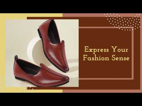 Men Laser Cut Design Broad Feet Ethnic Slip On Wedding Juttis And Mojaris