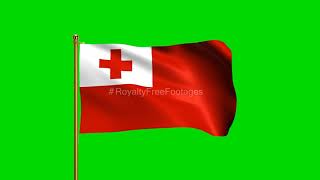 Tonga National Flag | World Countries Flag Series | Green Screen Flag | Royalty Free Footages