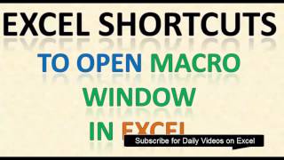 Excel shortcut to open macro window in excel