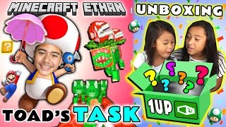 TOAD NEEDS HELP! - TOAD'S TASK Custom Map - 1UP BOX Unboxing w/ Minecraft Ethan, Emma & Aubrey