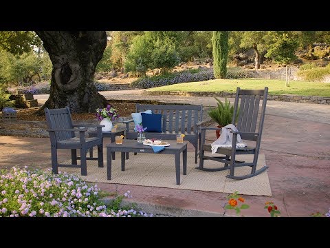 POLYWOOD Vineyard 5-Piece Bench & Rocking Chair Set - PWS357-1 Video
