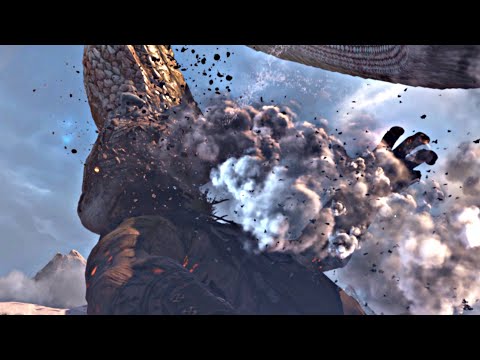 God of War - How World Serpent Kills Thamur Giant Scene (Free Camera Mode) 4K Ultra HD