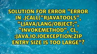 Solution for error 