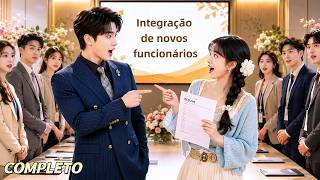 No primeiro dia, vê que o CEO é o homem de ontem. Tenta sair, mas ele a apresenta como sua mulher!