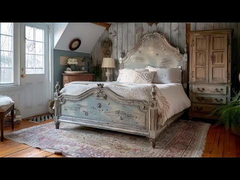 Cozy Vintage Shabby Chic Cottage Bedroom Makeover: Upcycled Bed Frame & Beautiful Decor Ideas