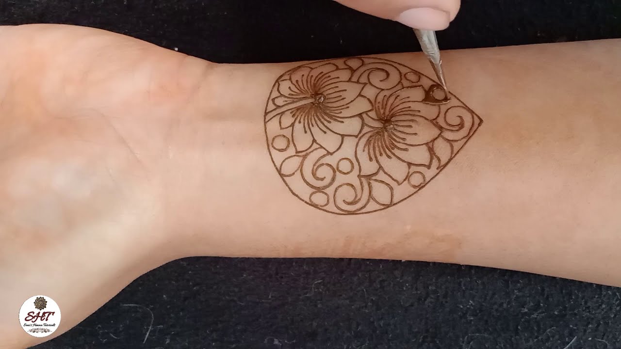 beautiful lotus mehndi design for front hand by soni