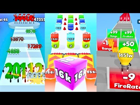 Jelly Run 2048 (256K High Score) vs Watt The Bulb Ball Run 2048 vs Number Merge | 3-in-One Gameplay
