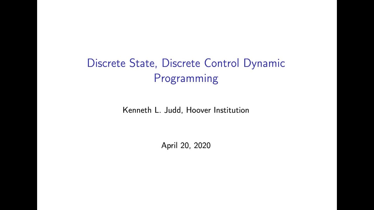 Dynamic programming-discrete state (Ken Judd Numerical Methods in Economics Lecture 16)