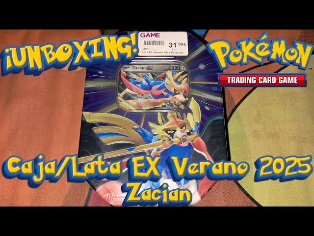 Vídeo relacionado con Pokémon Lata Leyendas Afiladas de Zacian ex de JCC Pokémon (1 Carta holográfica y 4 Sobres de Mejora)