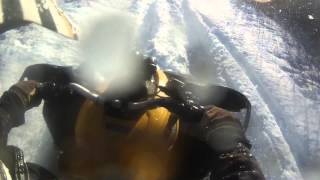 preview picture of video '2013 Renegade Xxc Breaking Snow Trail - Shredded Belt at the end.'