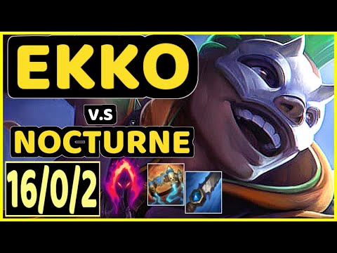 CARBON (EKKO) vs NOCTURNE - 16/0/2 KDA JUNGLE GAMEPLAY - OC Ranked GRANDMASTER