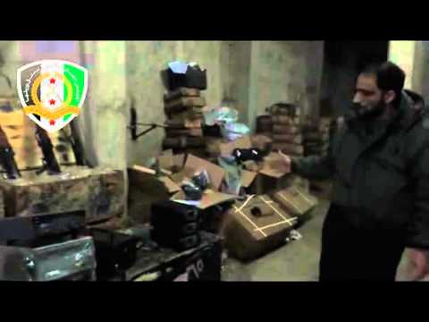 بيان قائد لواء تحرير الشام النقيب فراس بيطار تحرير الفوج 81 في الغوطة الشرقية في المليحة ويظهر الأسرى والغنائم