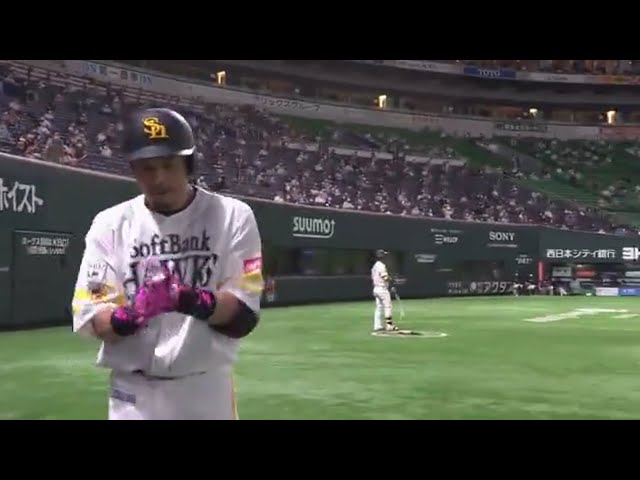 【7回裏】ホークス・松田 左中間へのソロホームランで同点に追いつく!! 2020/8/26 H-B