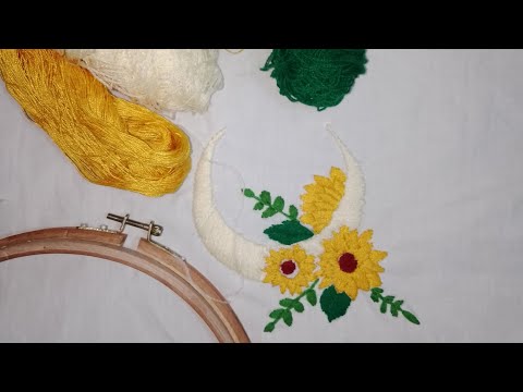 Floral crescent moon 🌙 || hand embroidery design || floral moon 🌙