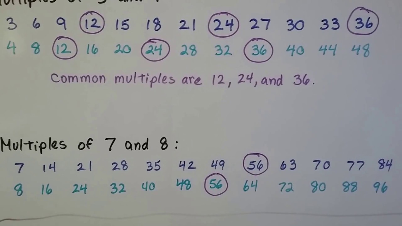 Grade 4 Math  5.4, What are Common Multiples (#49 New version)