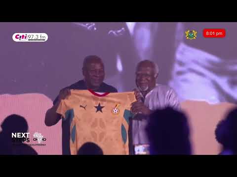 Prez Mahama Presents Black Stars Jerseys to Garvey’s Son and Global Leaders