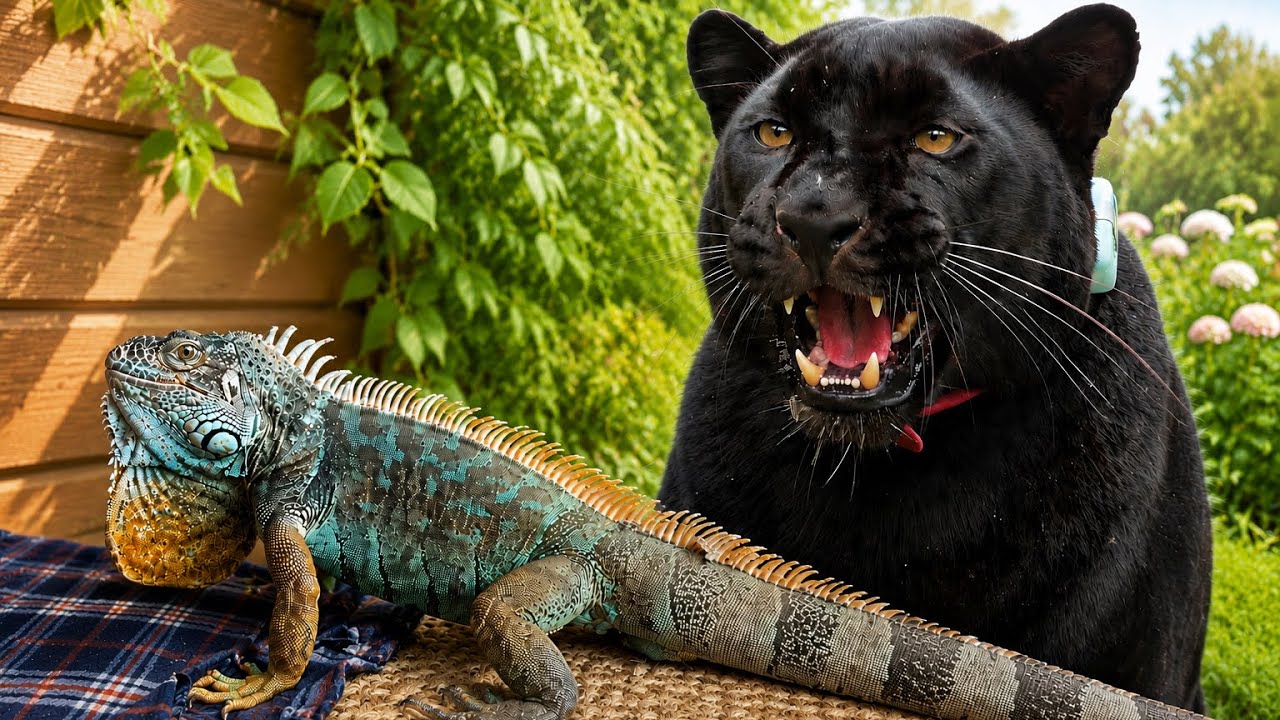 Luna the panther is scared 😝 Feeding Mr. Elton 🦎(ENG SUB)