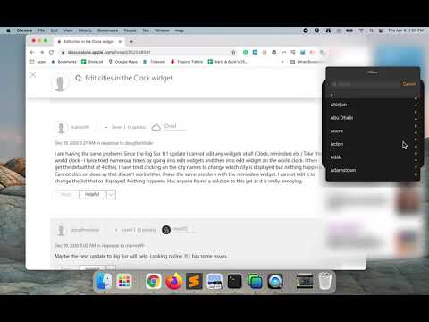 How To Edit cities in the Clock widget macOS Big Sur 11.2.3