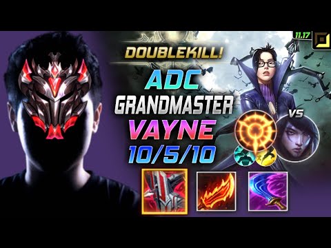 GrandMaster Vayne ADC vs Aphelios - 천상계 원딜 베인 템트리 룬 철갑궁 집공 ヴェイン Вейн 暗夜猎手 汎 - LOL KR 11.17