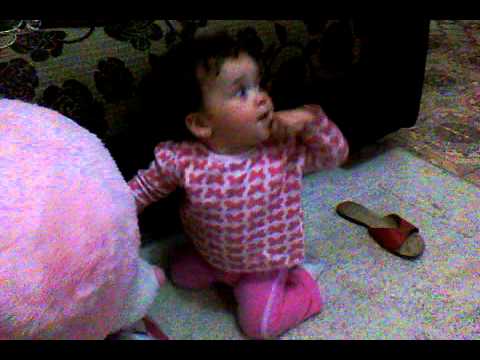 Menina de 8 meses espanca urso!