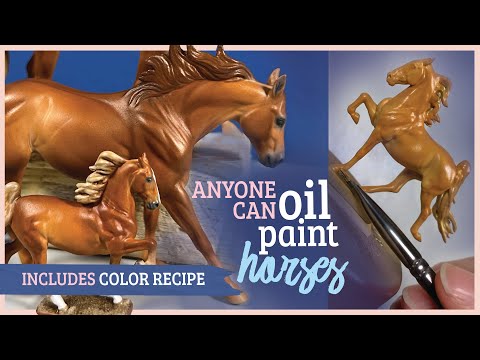 🎨OIL PAINTING CHESTNUT Horse Figurines Step-by-Step