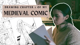 Drawing the first chapter of my medieval comic | Studio Vlog