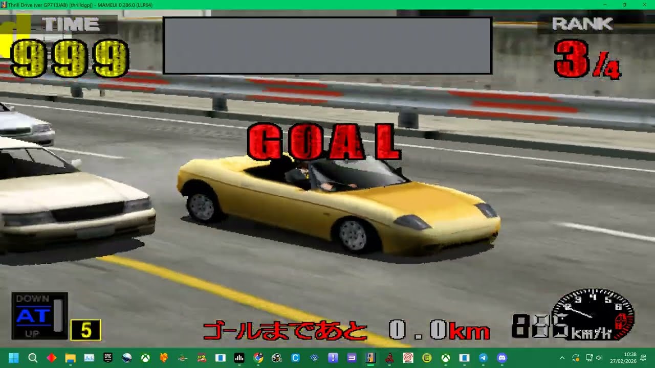 MAME 286 = THRILL DRIVE 1 KONAMI - NTRK FIX - JAPAN COURSE NORMAL SPEED CAR - 4K UK ARCADES